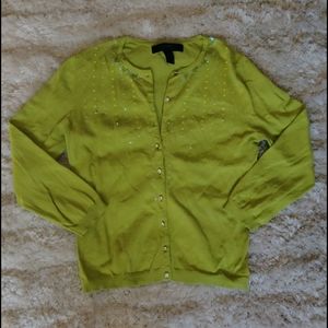 EUC Bejeweled silk cashmere blend cardigan